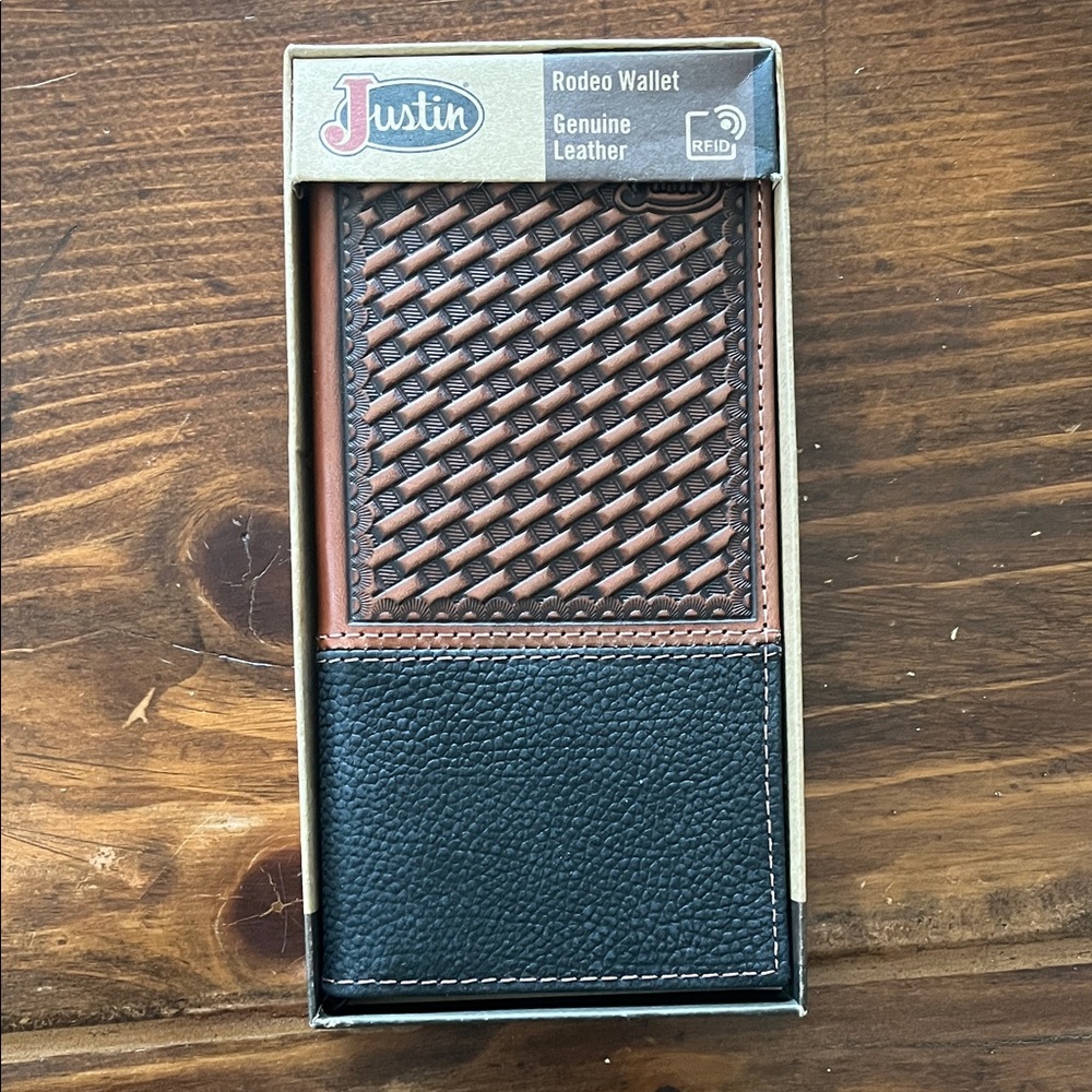 Justin Boots Men's Woven Leather Rodeo Wallet